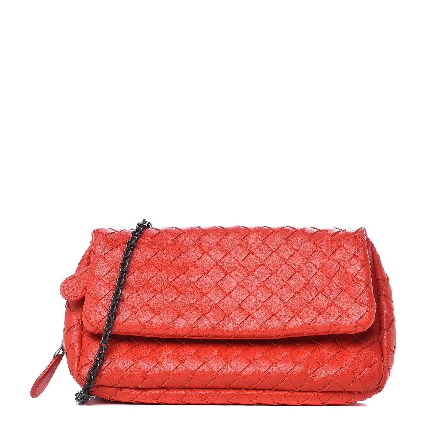 Nappa Intrecciato Mini Chain Messenger Red