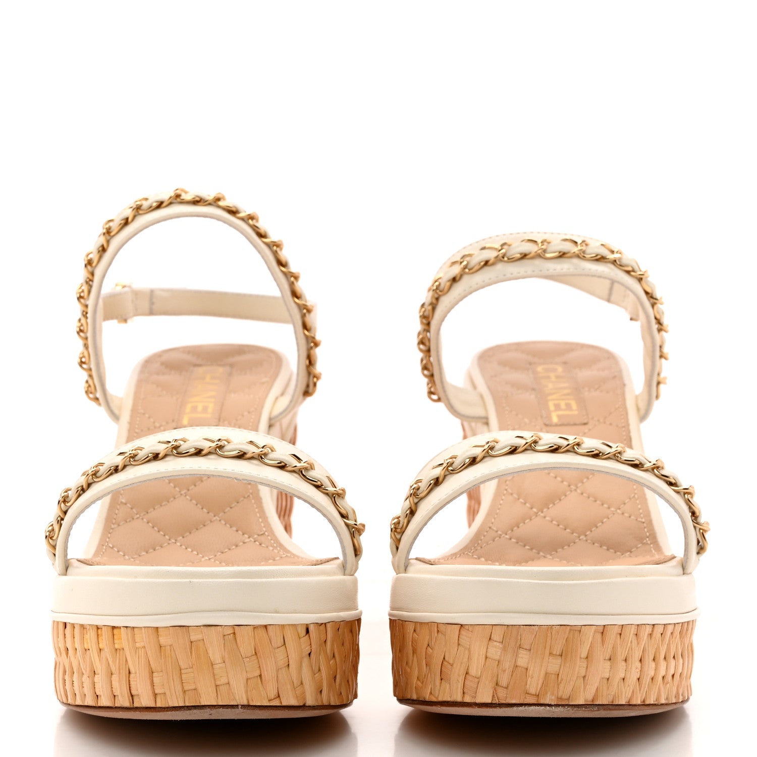 Chanel Lambskin Chain Platform Sandals 41 White 2 of 13