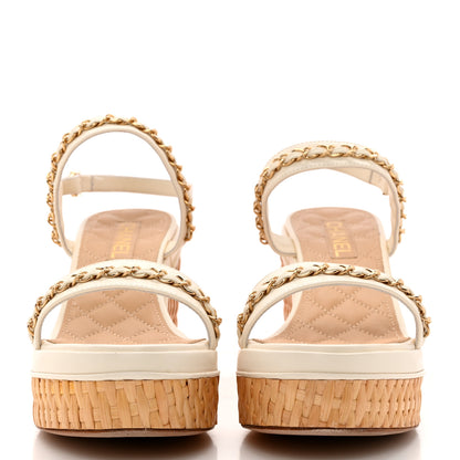 Chanel Lambskin Chain Platform Sandals 41 White 2 of 13