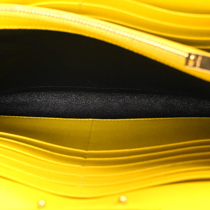 Saint Laurent Grain De Poudre Matelasse Chevron Monogram Chain Wallet Yellow 5 of 11