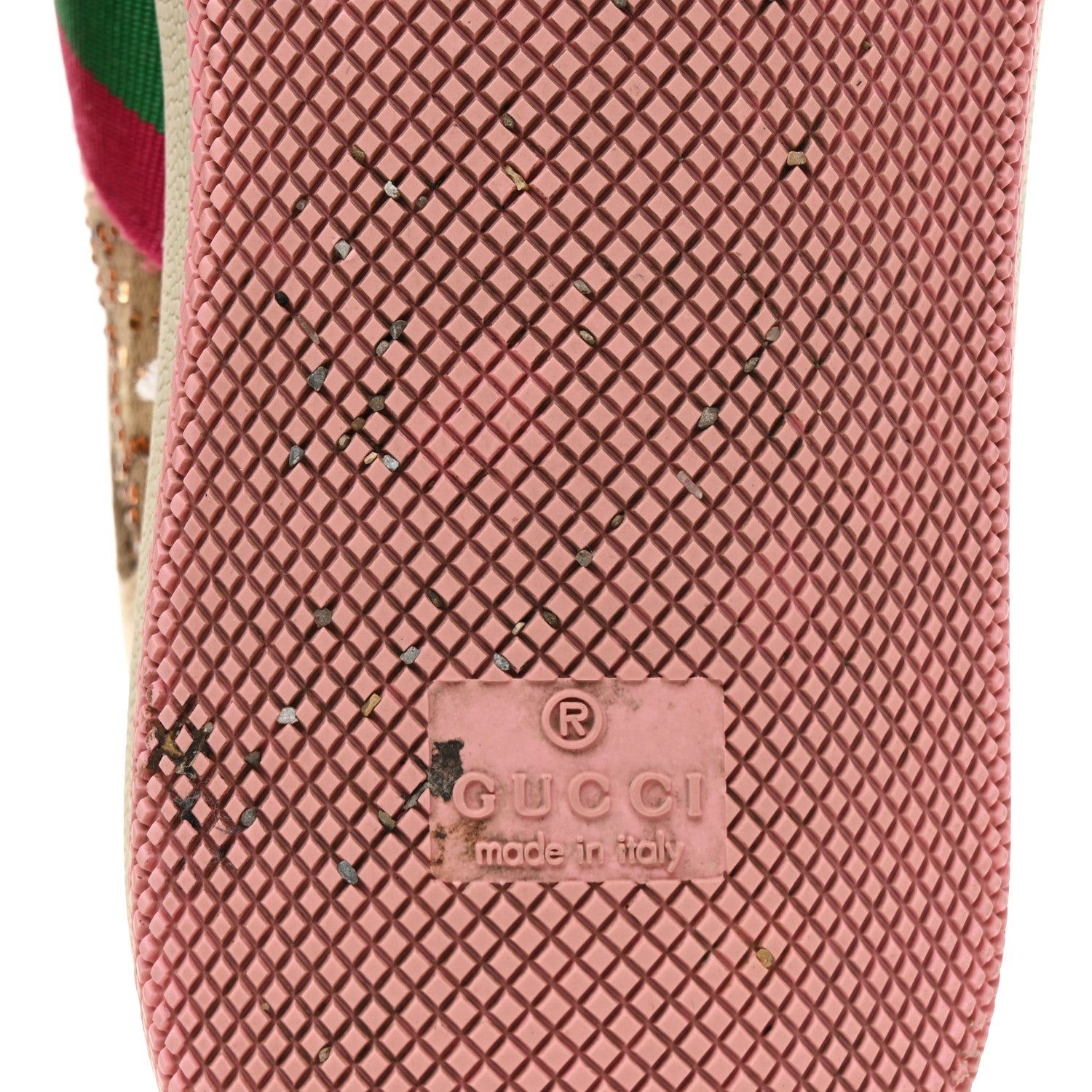 Gucci Calfskin GG Supreme Crystals Web Screener Sneakers 38 Camel Ebony Wild Rose 7 of 9