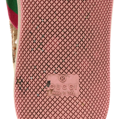Gucci Calfskin GG Supreme Crystals Web Screener Sneakers 38 Camel Ebony Wild Rose 7 of 9
