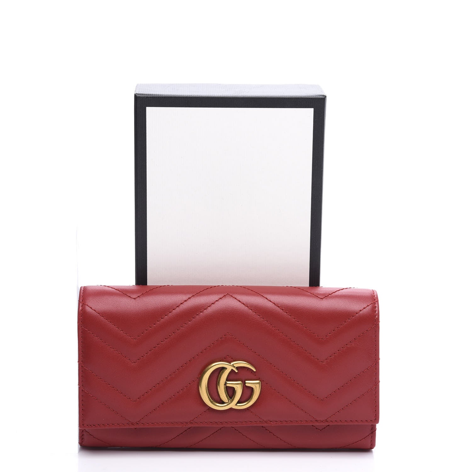 Gucci Calfskin Matelasse GG Marmont Continental Wallet Hibiscus Red 9 of 9