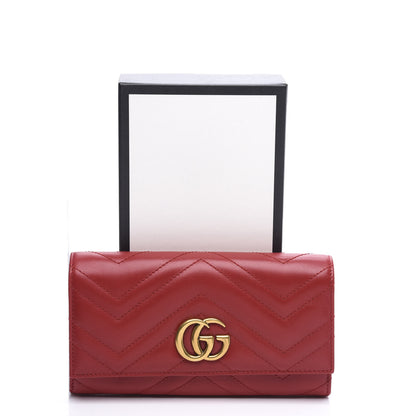 Gucci Calfskin Matelasse GG Marmont Continental Wallet Hibiscus Red 9 of 9