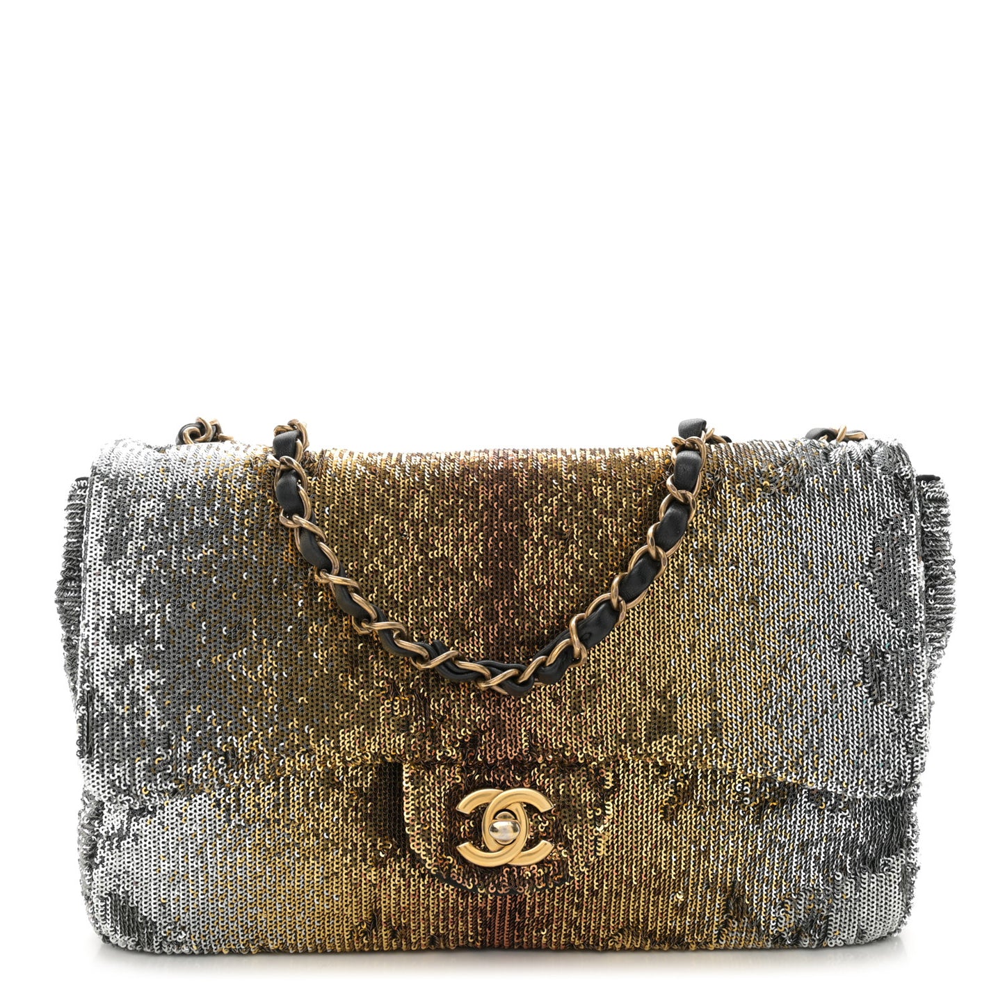 Sequin Medium Single Flap Silver Gold