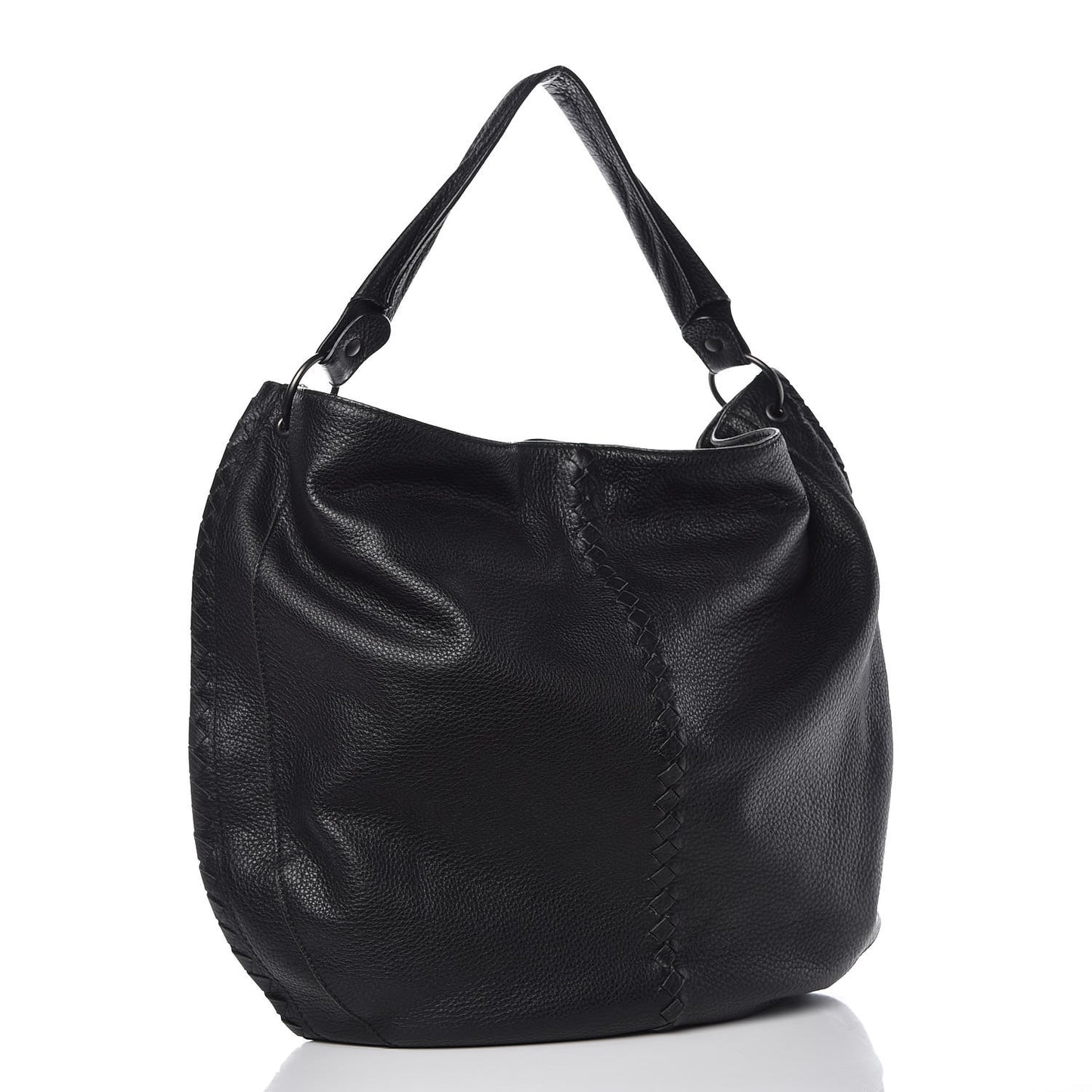 Waxed Cervo Deerskin Large Loop Hobo Black