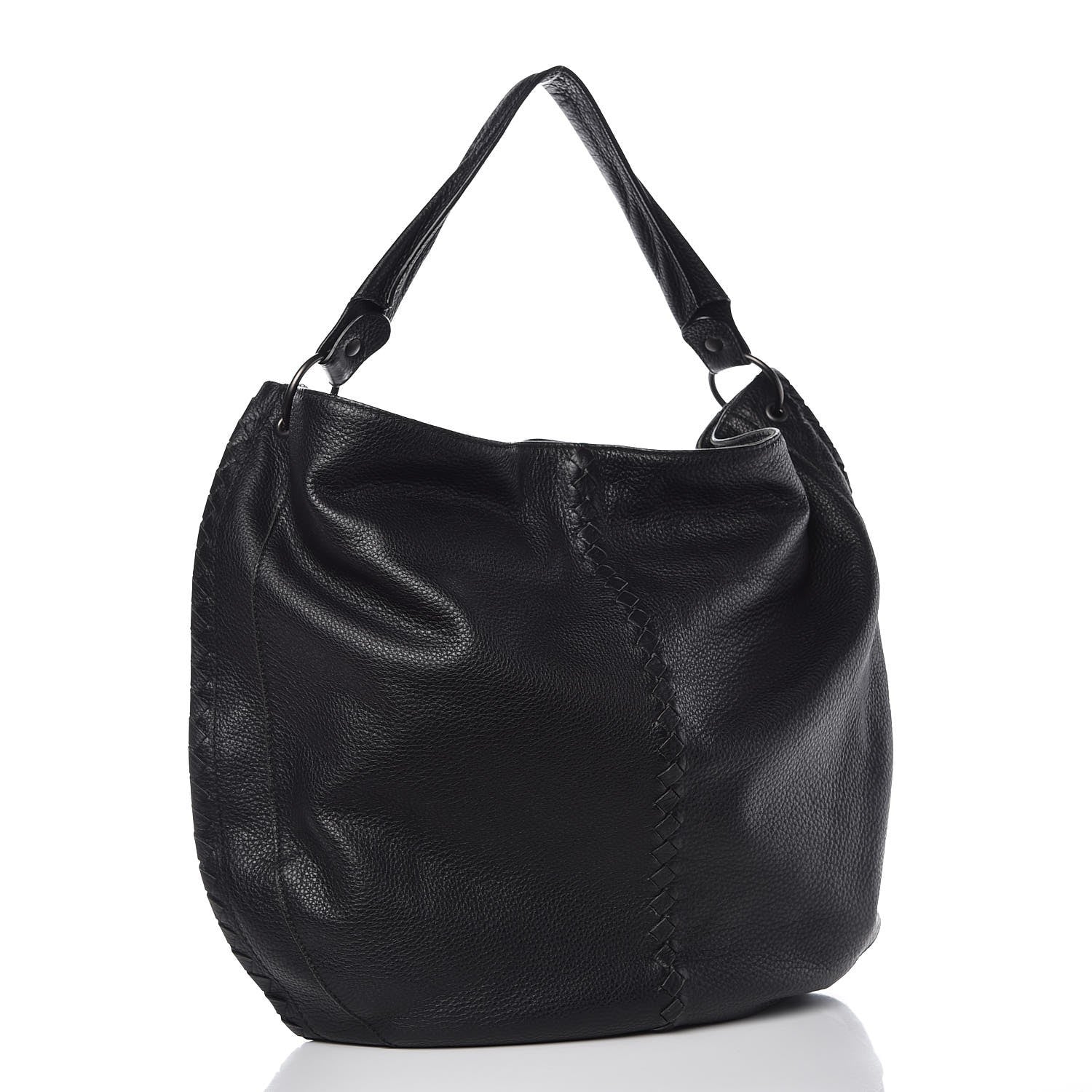 Bottega Veneta Waxed Cervo Deerskin Large Loop Hobo Black 3 of 9