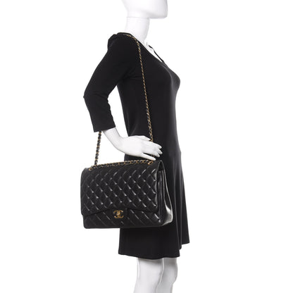 Chanel Lambskin Quilted Maxi Double Flap Black 2 of 12