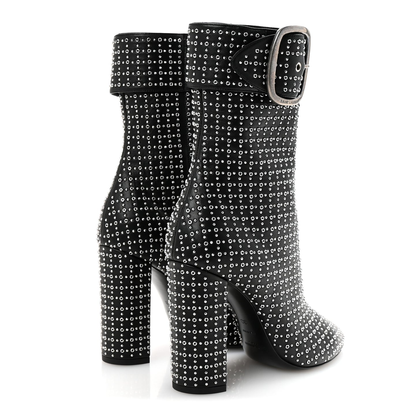 Nappa Studded Joplin Buckle Booties 38 Black