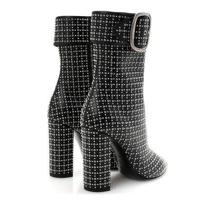 Saint Laurent Nappa Studded Joplin Buckle Booties 38 Black 5 of 10
