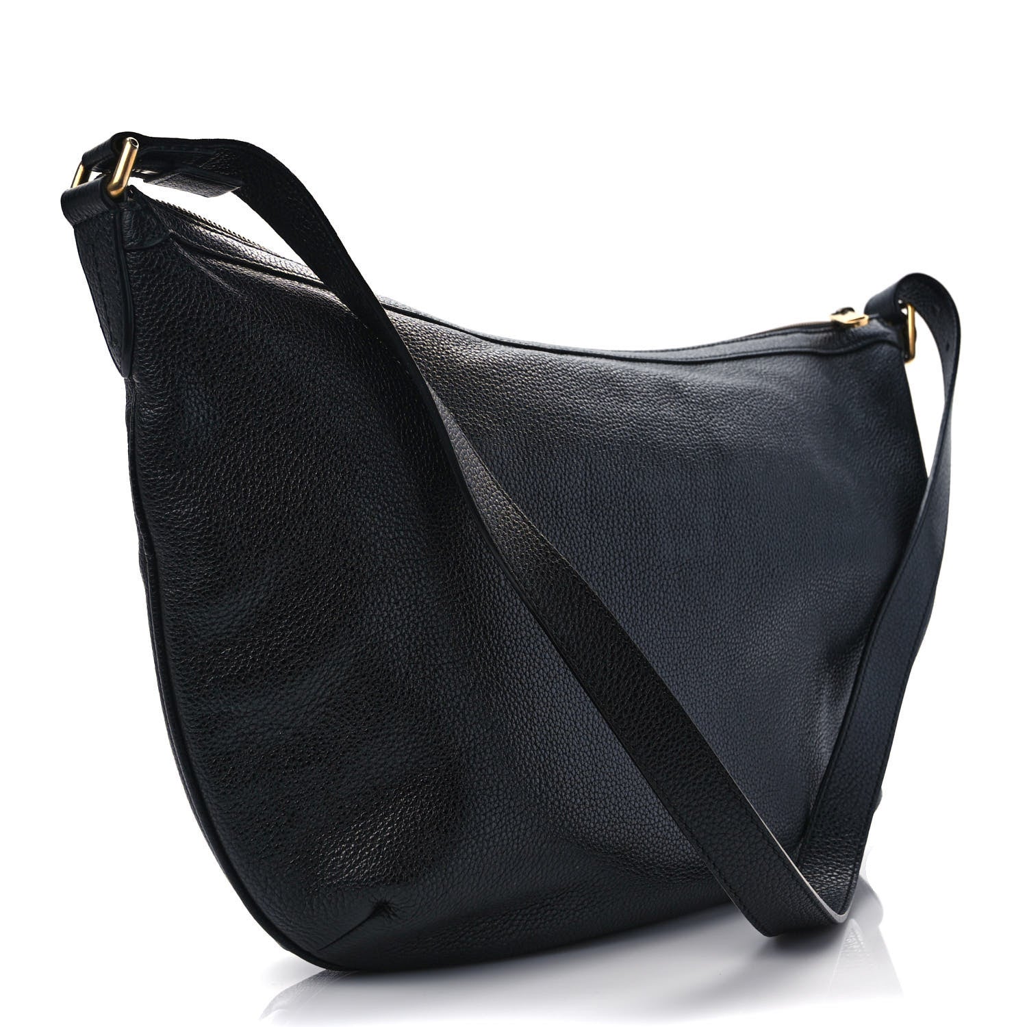 Gucci Grained Calfskin Logo Half Moon Hobo Black 2 of 8