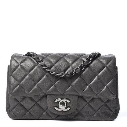 Chanel Iridescent Calfskin Quilted Mini Rectangular Flap Charcoal Grey 1 of 9