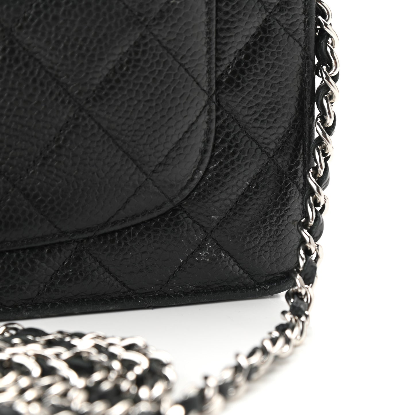 Caviar Quilted Wallet On Chain WOC Black