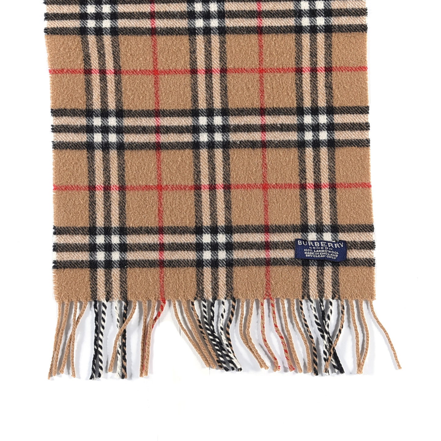Lambswool Check Fringe Scarf Camel