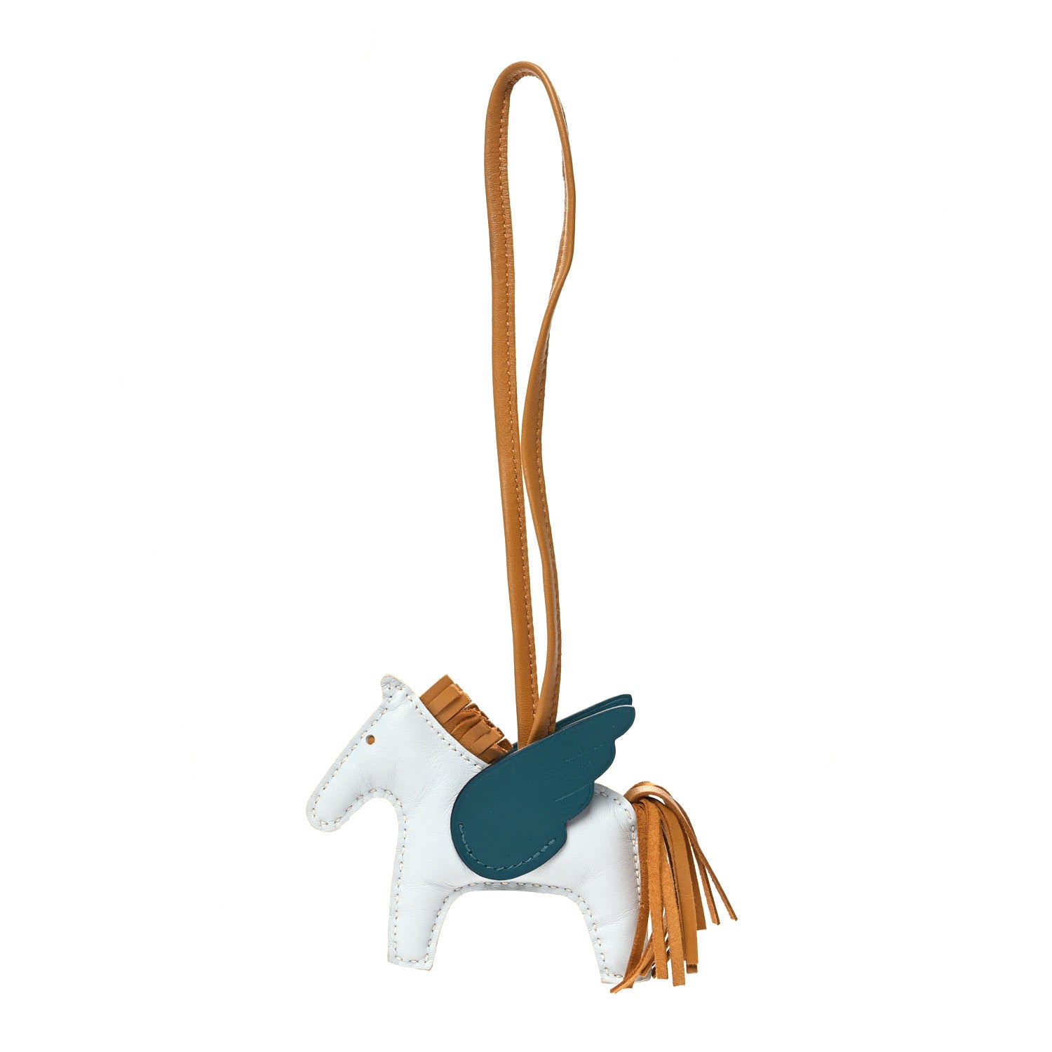 Hermes Milo Lambskin Grigri Rodeo Pegase Horse Bag Charm PM Bleu Brume Sesame Vert Bosphore 1 of 4