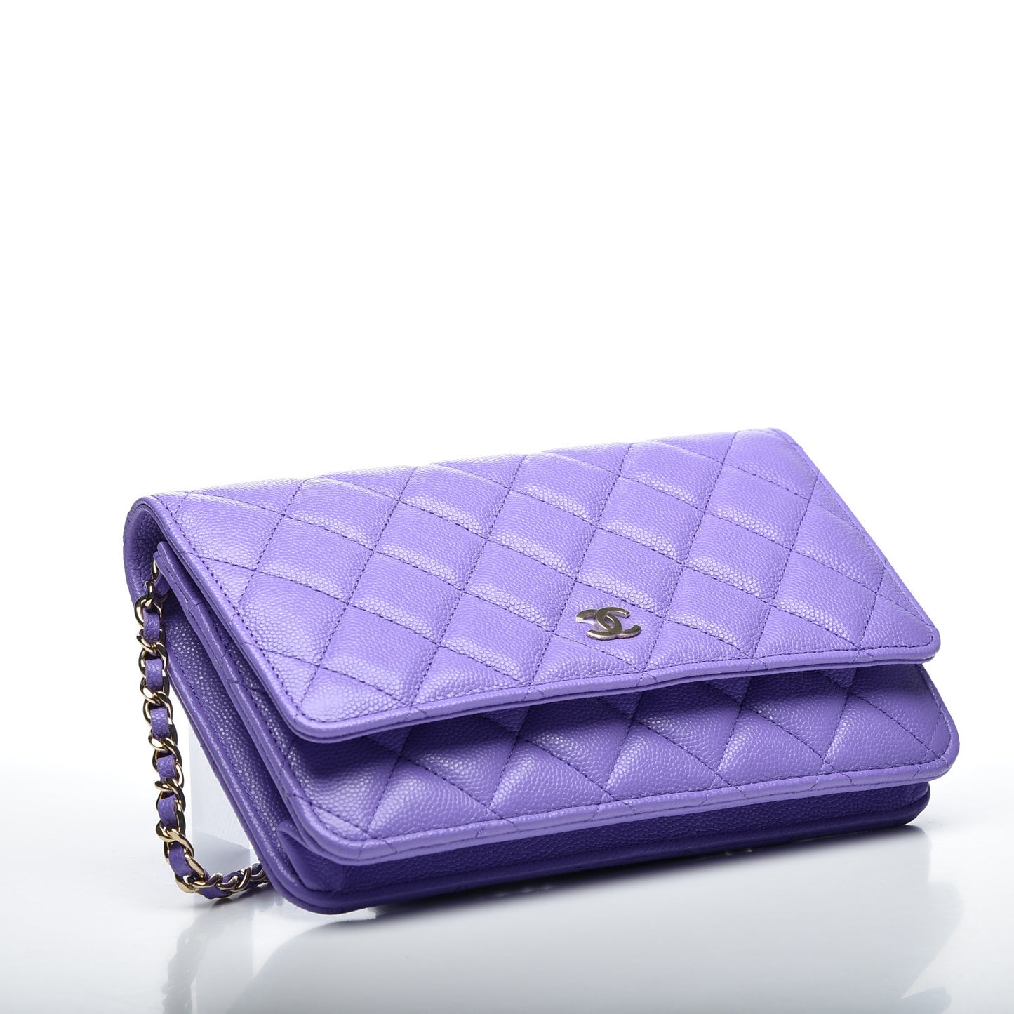 Caviar Quilted Wallet On Chain WOC Purple