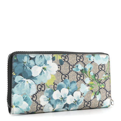 Gucci GG Supreme Monogram Blooms Zip Around Wallet Blue 3 of 9