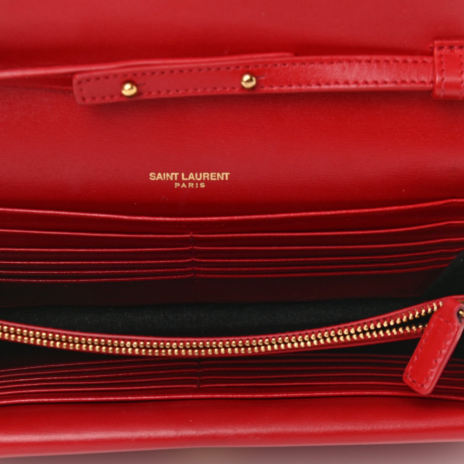 Saint Laurent Smooth Calfskin Monogram Sulpice Chain Wallet Red 5 of 10