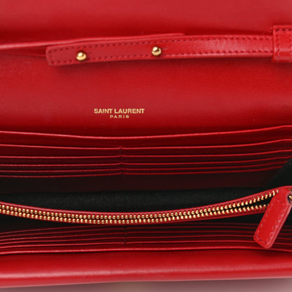 Saint Laurent Smooth Calfskin Monogram Sulpice Chain Wallet Red 5 of 10
