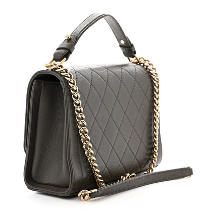 Chanel Grained Calfskin Quilted Medium Label Click Flap Bag Khaki 3 of 10