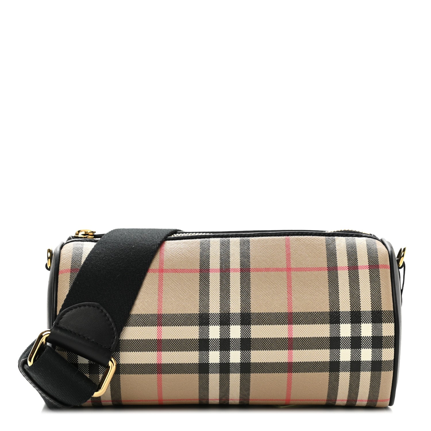 Burberry Vintage Check Calfskin Barrel Bag Beige Black 1 of 9
