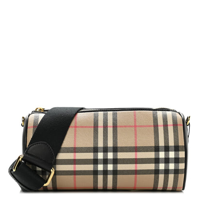 Burberry Vintage Check Calfskin Barrel Bag Beige Black 1 of 9