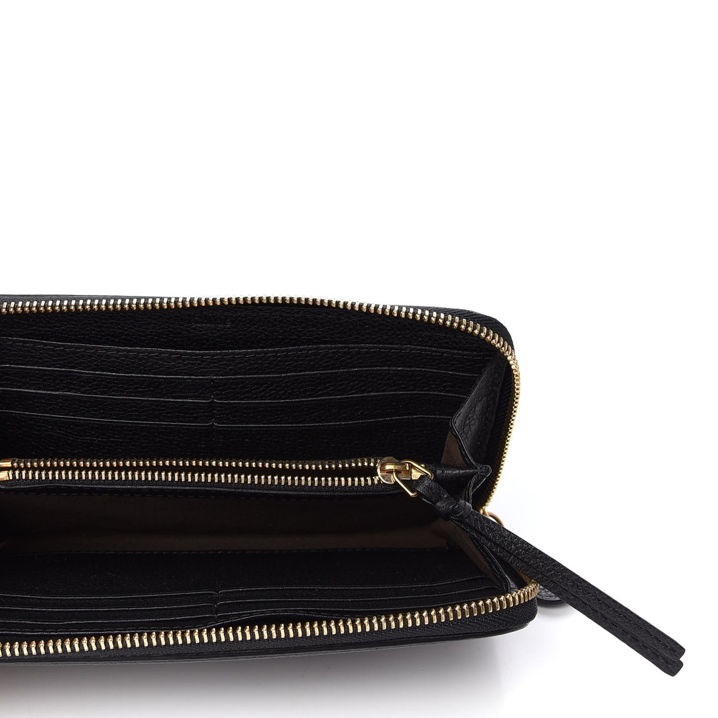 Grained Calfskin Paraty Long Zip Around Wallet Black