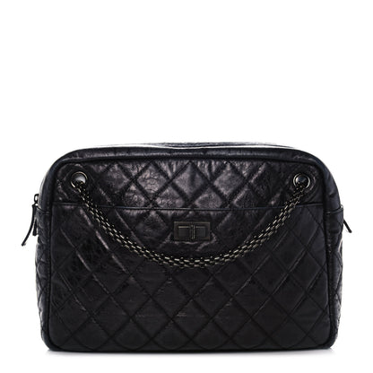 Chanel Metallic Aged Calfskin Quilted Large Reissue Camera Case Black 1 of 11