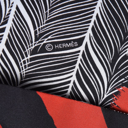 Hermes Silk Zebra Pegasus Maxi Twilly Noir Rouge Blanc 6 of 6