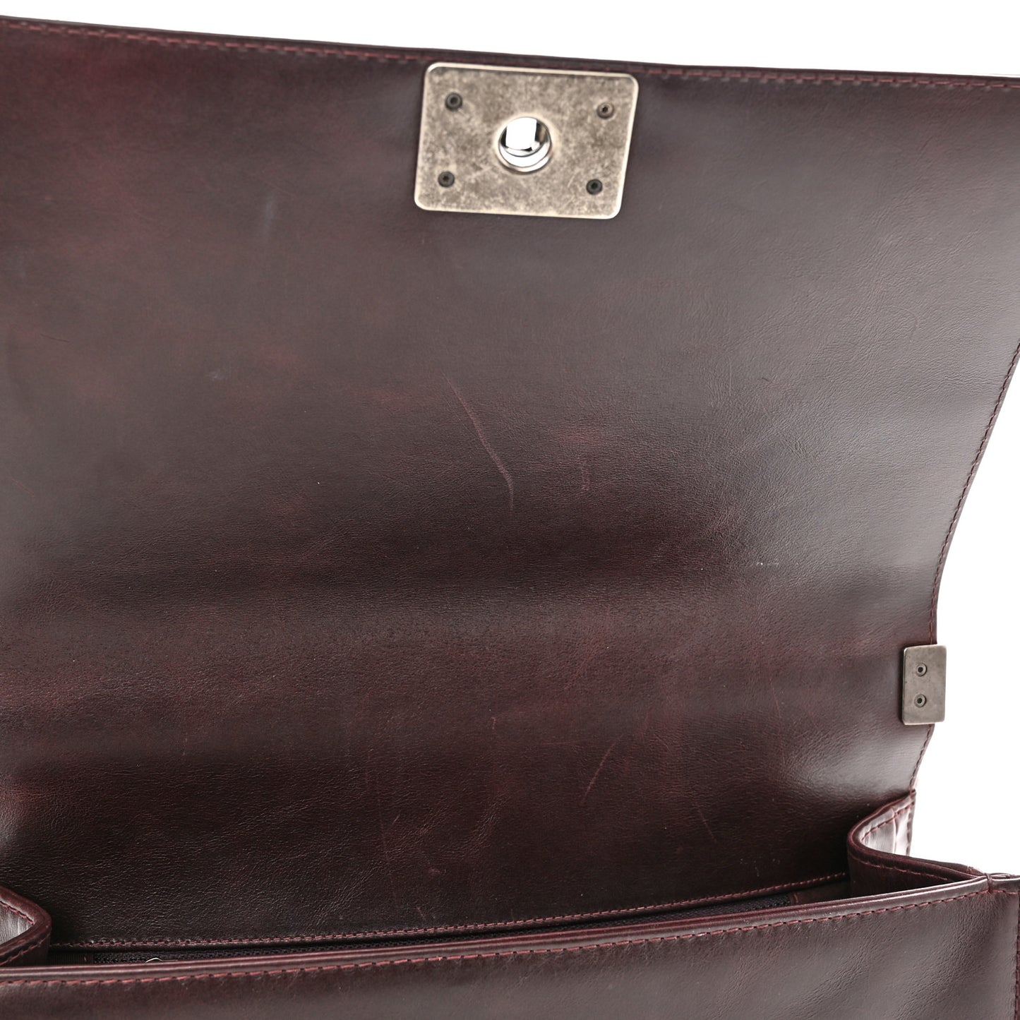 Goatskin Quilted New Medium Boy Handle Flap Burgundy