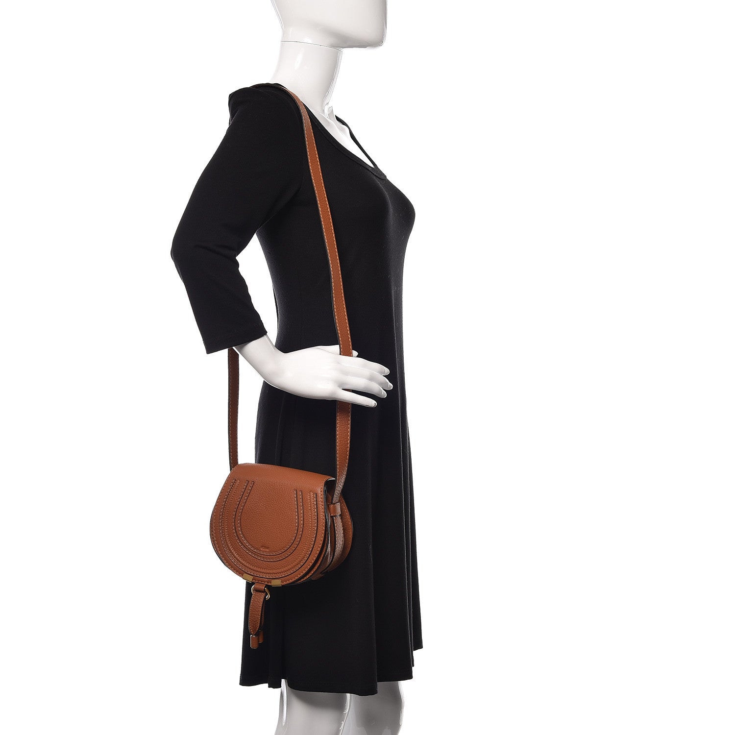Chloe Calfskin Mini Marcie Round Crossbody Bag Tan 2 of 11