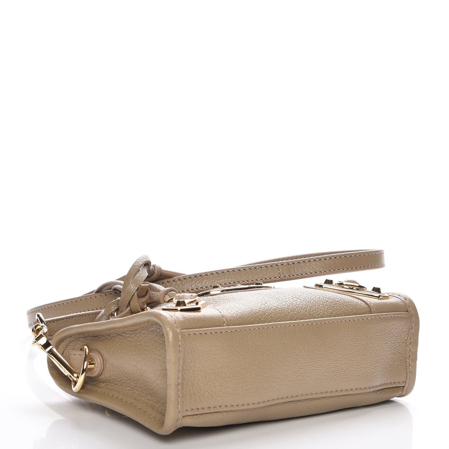 Chevre Gold Metallic Edge Hardware Nano City Beige Latte