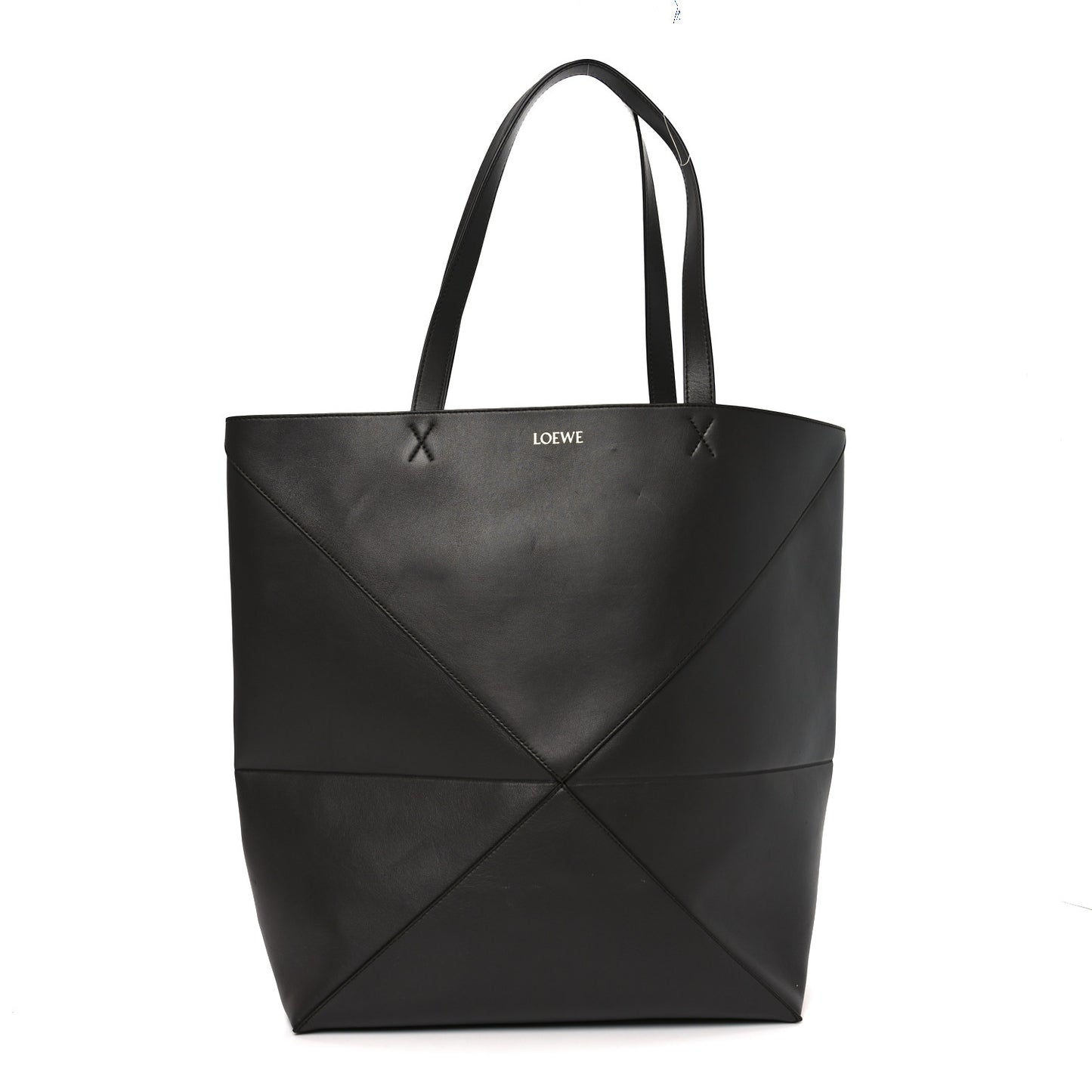 Shiny Calfskin Large Puzzle Fold Tote Dark Grey