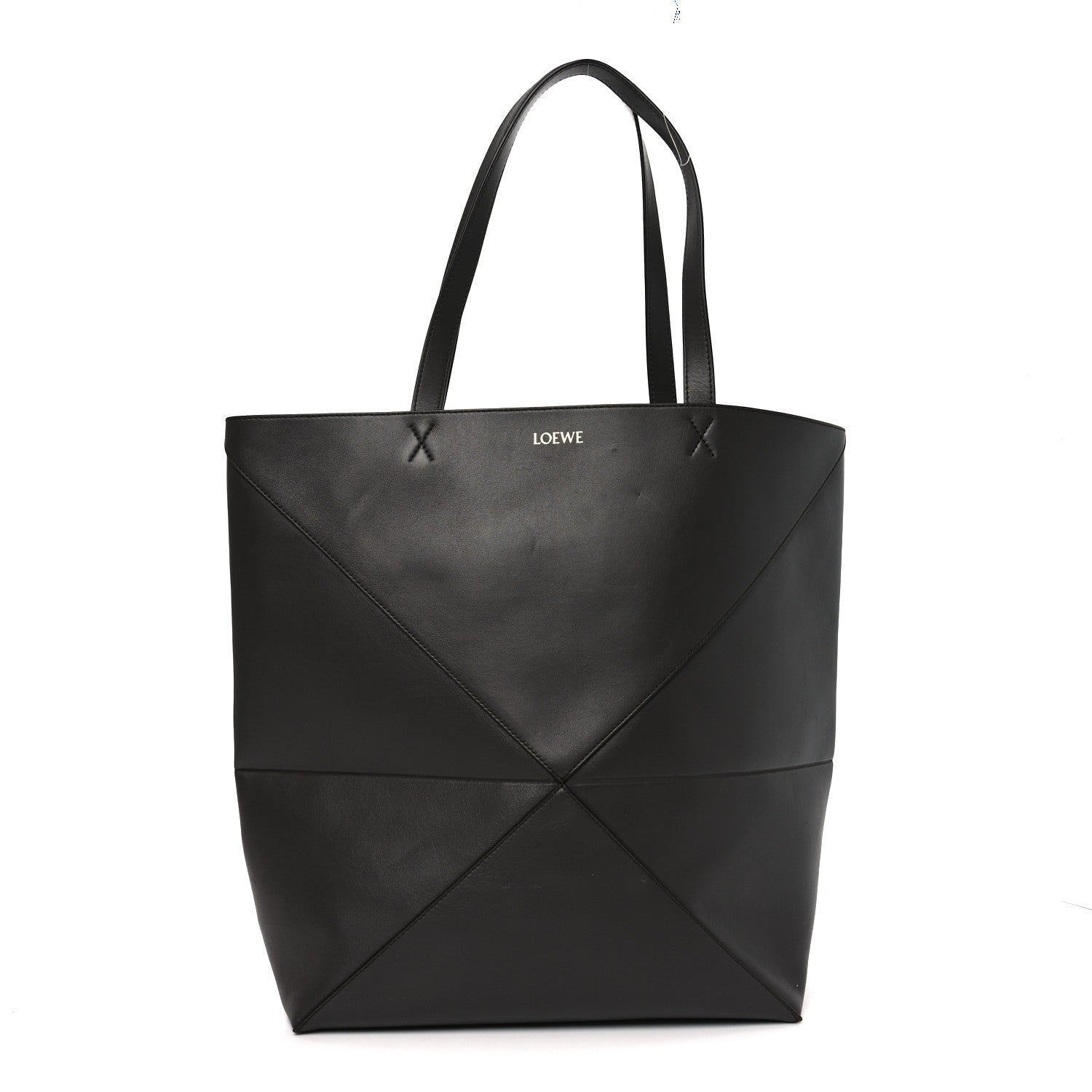 Loewe Shiny Calfskin Large Puzzle Fold Tote Dark Grey 1 of 9