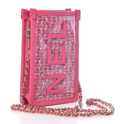 Chanel Tweed PVC Lambskin Clutch With Chain Pink 3 of 10