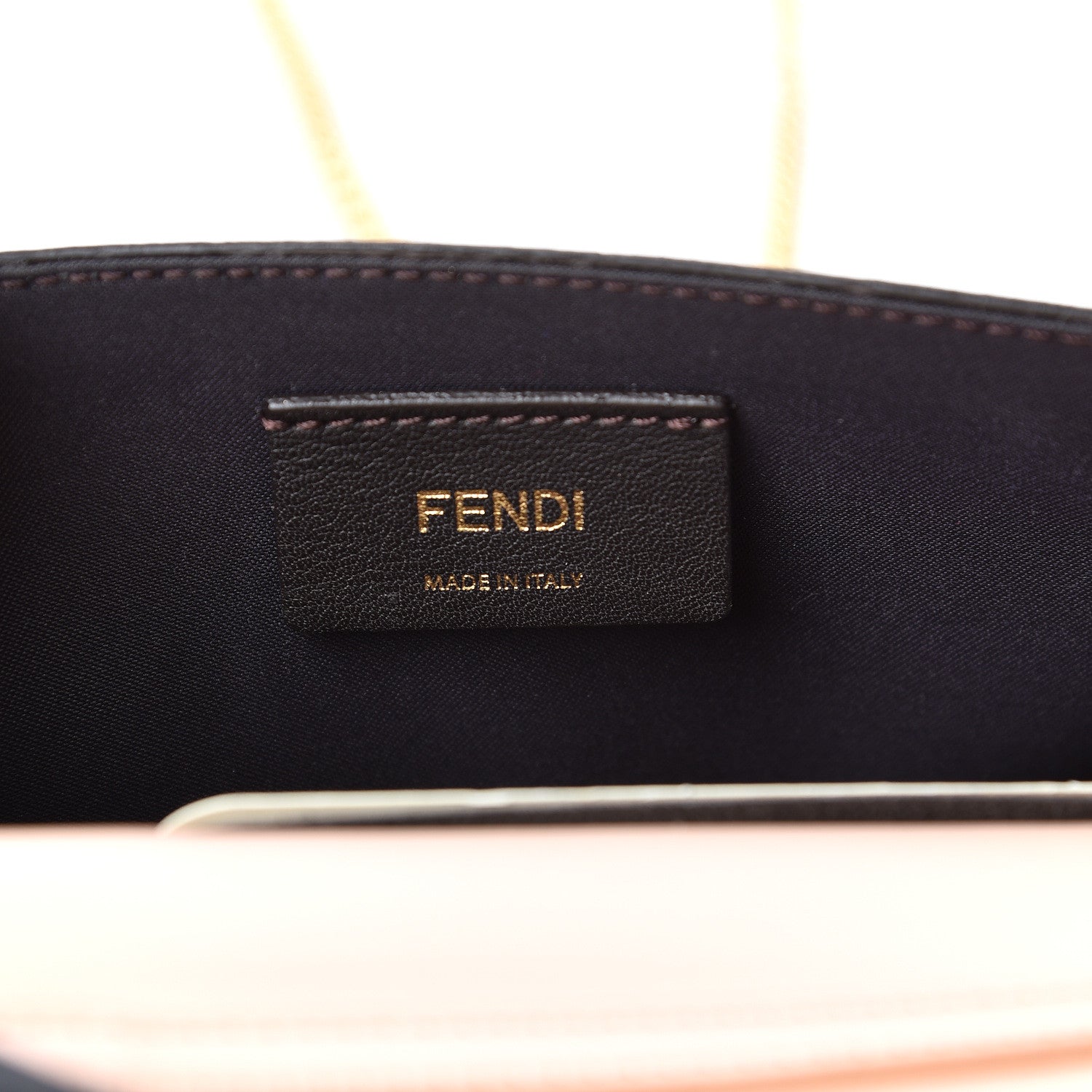 Fendi Vitello Cruise F is Fendi Bi-Color FF 1974 Embossed Envelope Belt Bag Maya Black Light Rose 6 of 11