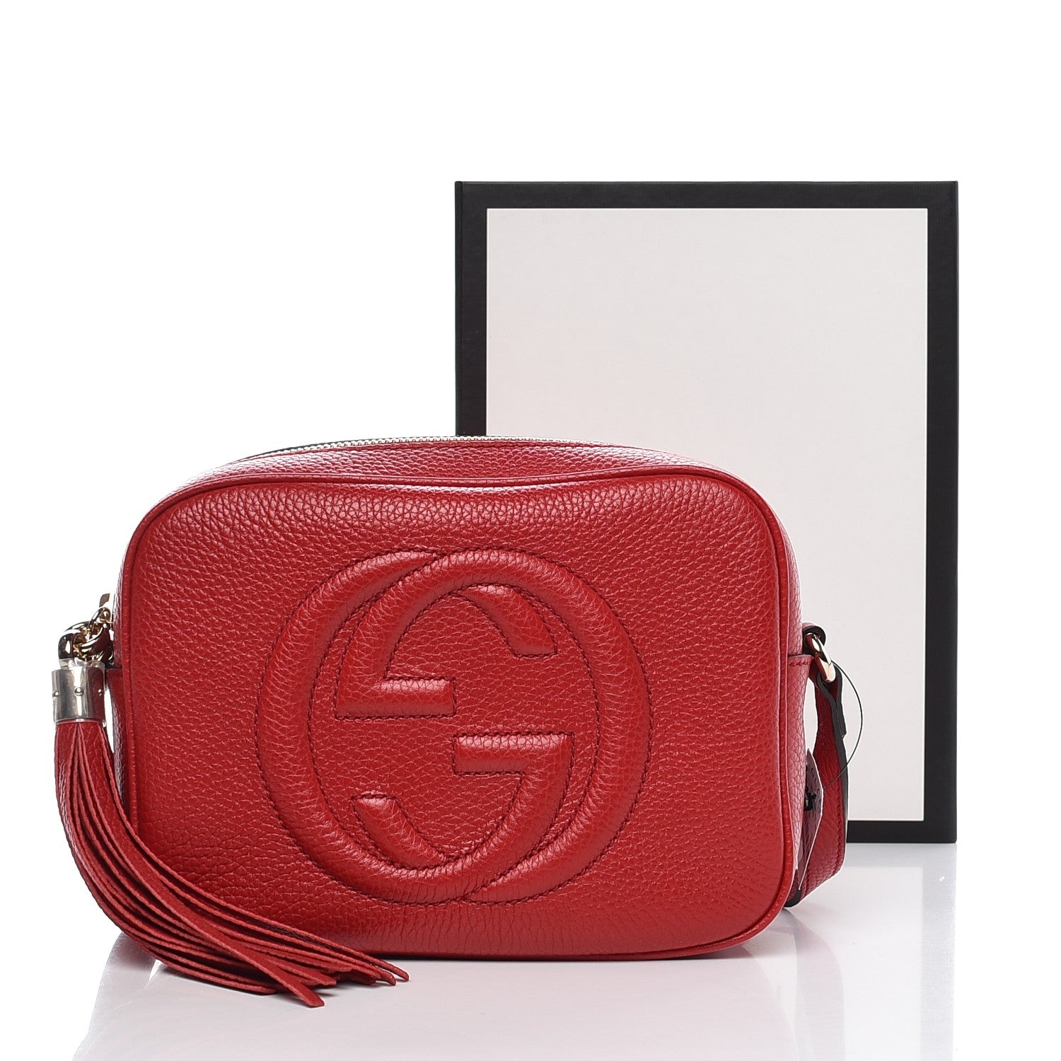 Gucci Pebbled Calfskin Small Soho Disco Bag Vibrant Red 9 of 9