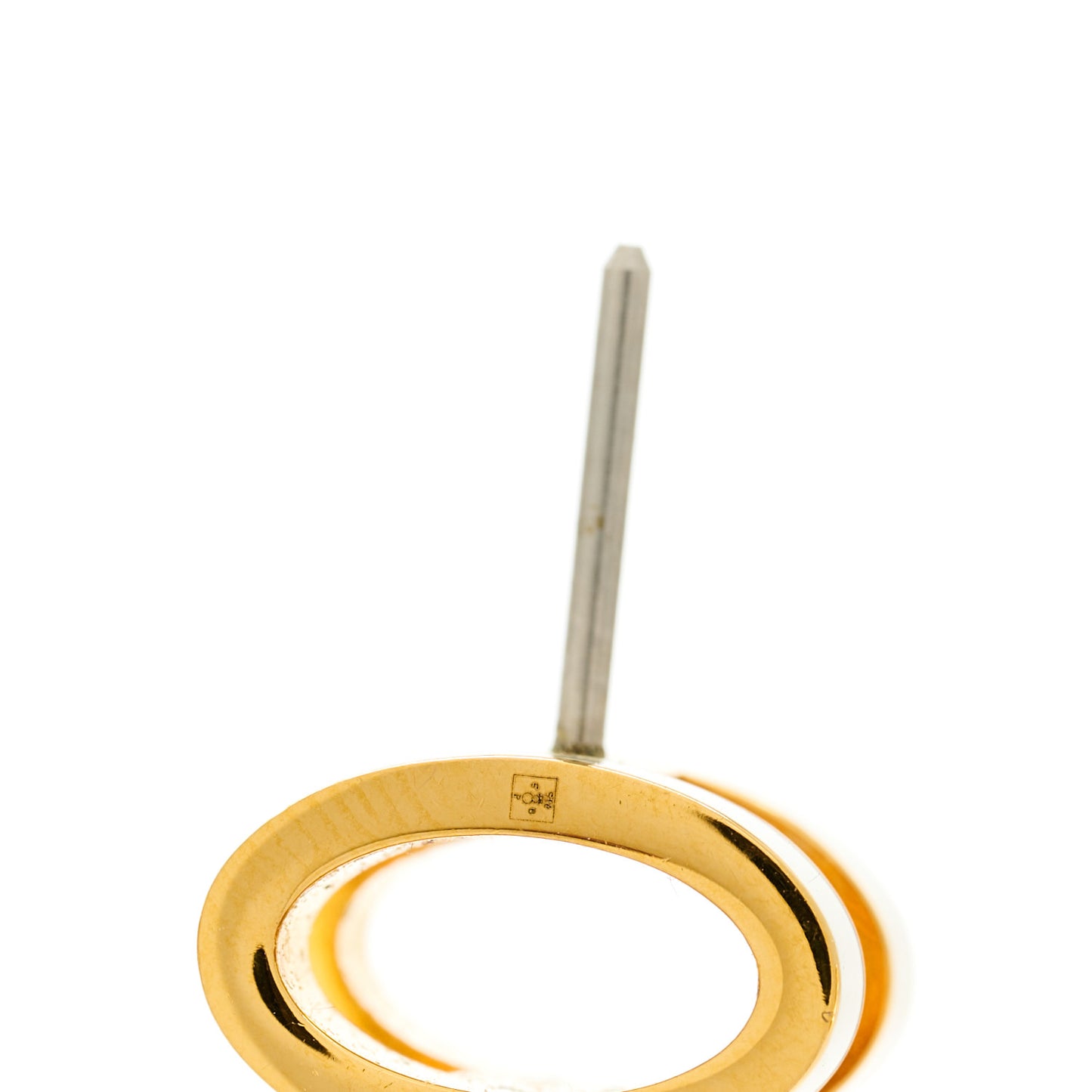 Gold Lacquered Mini Pop H Earrings White