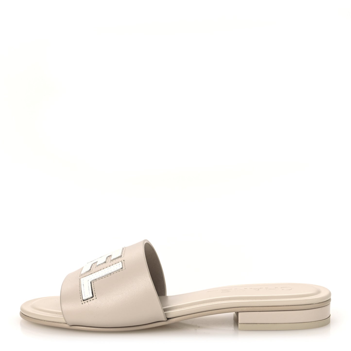 Calfskin Patent Calfskin Logo Mules 36 Beige