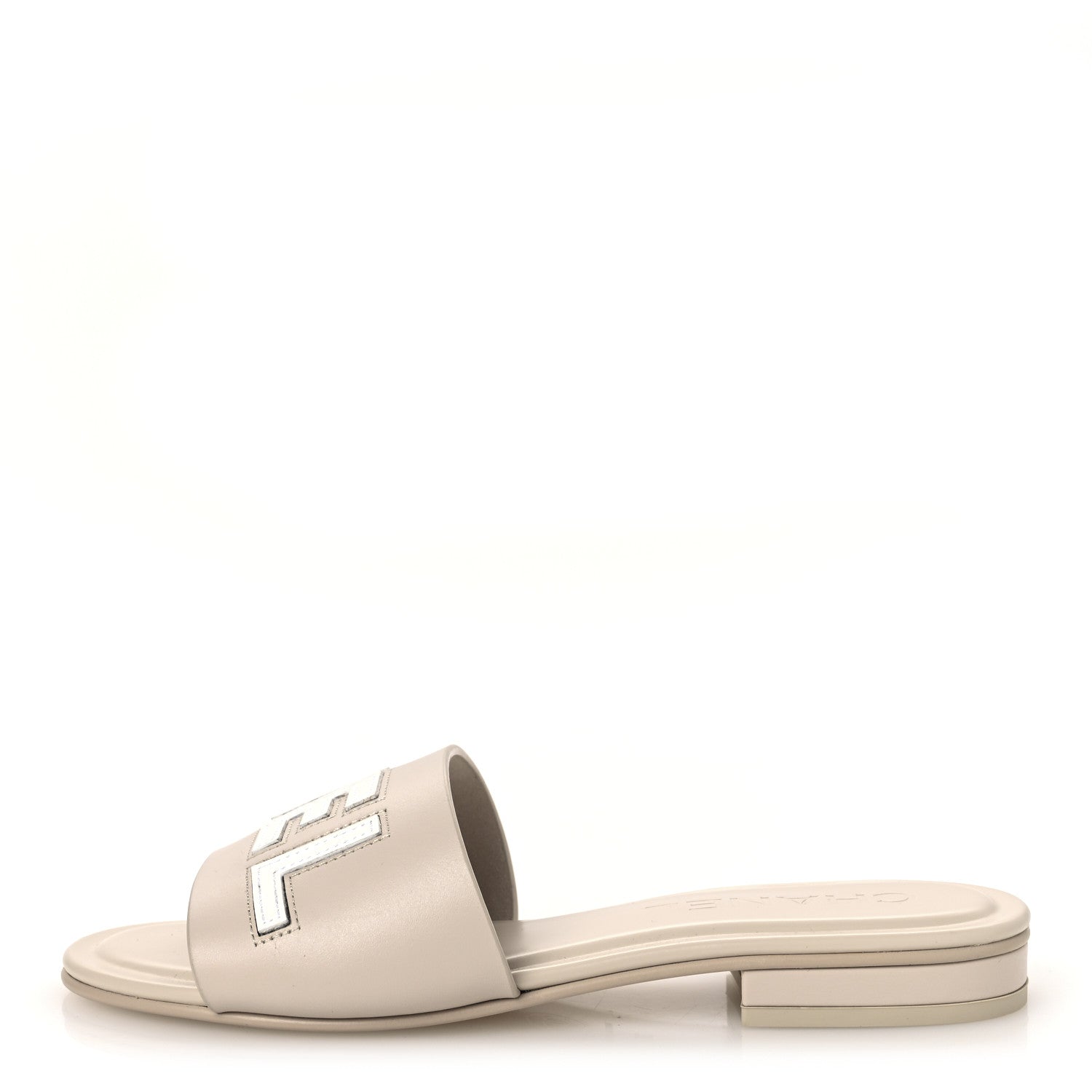 Chanel Calfskin Patent Calfskin Logo Mules 36 Beige 1 of 10