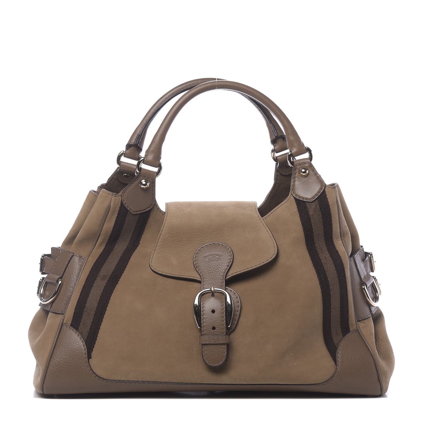 Nubuck Medium Web Heritage Shoulder Bag Taupe