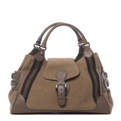 Gucci Nubuck Medium Web Heritage Shoulder Bag Taupe 1 of 16