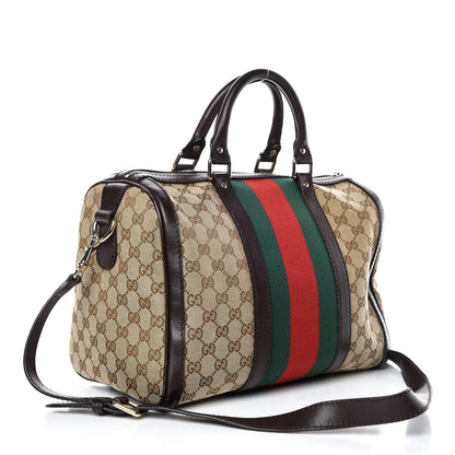 Gucci Monogram Vintage Web Medium Boston Dark Brown 3 of 13