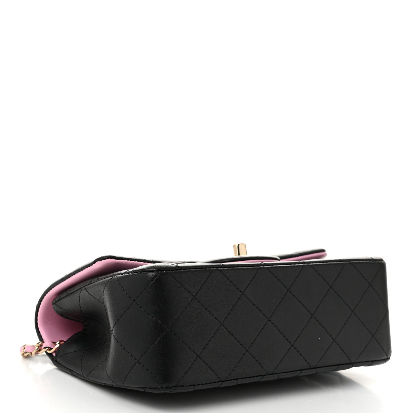 Lambskin Quilted Bi-Color Mini Top Handle Rectangular Flap Black Lilac