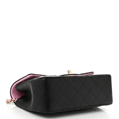 Chanel Lambskin Quilted Bi-Color Mini Top Handle Rectangular Flap Black Lilac 4 of 11