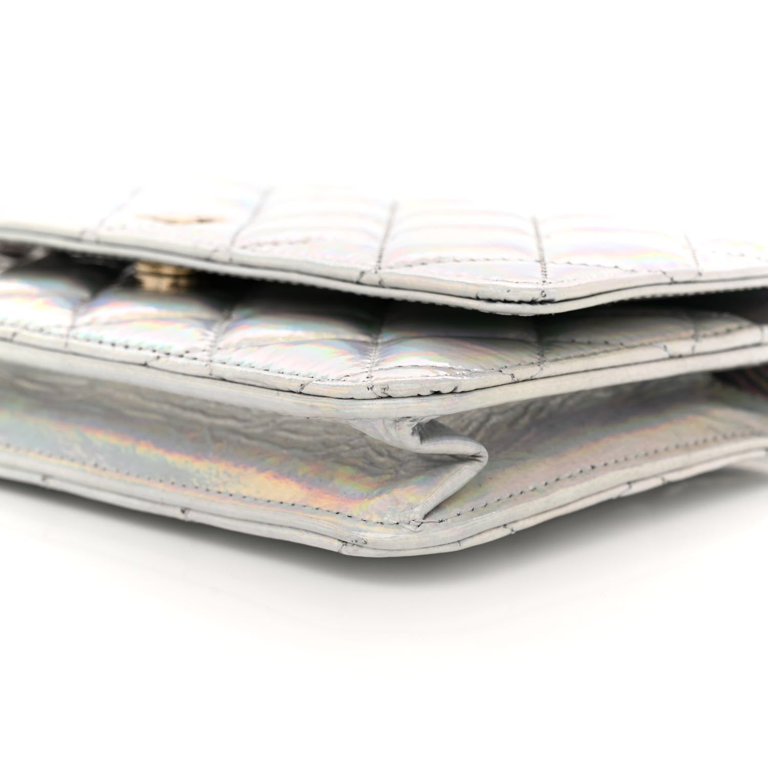 Chanel Iridescent Goatskin Quilted Wallet On Chain WOC Silver 10 of 11