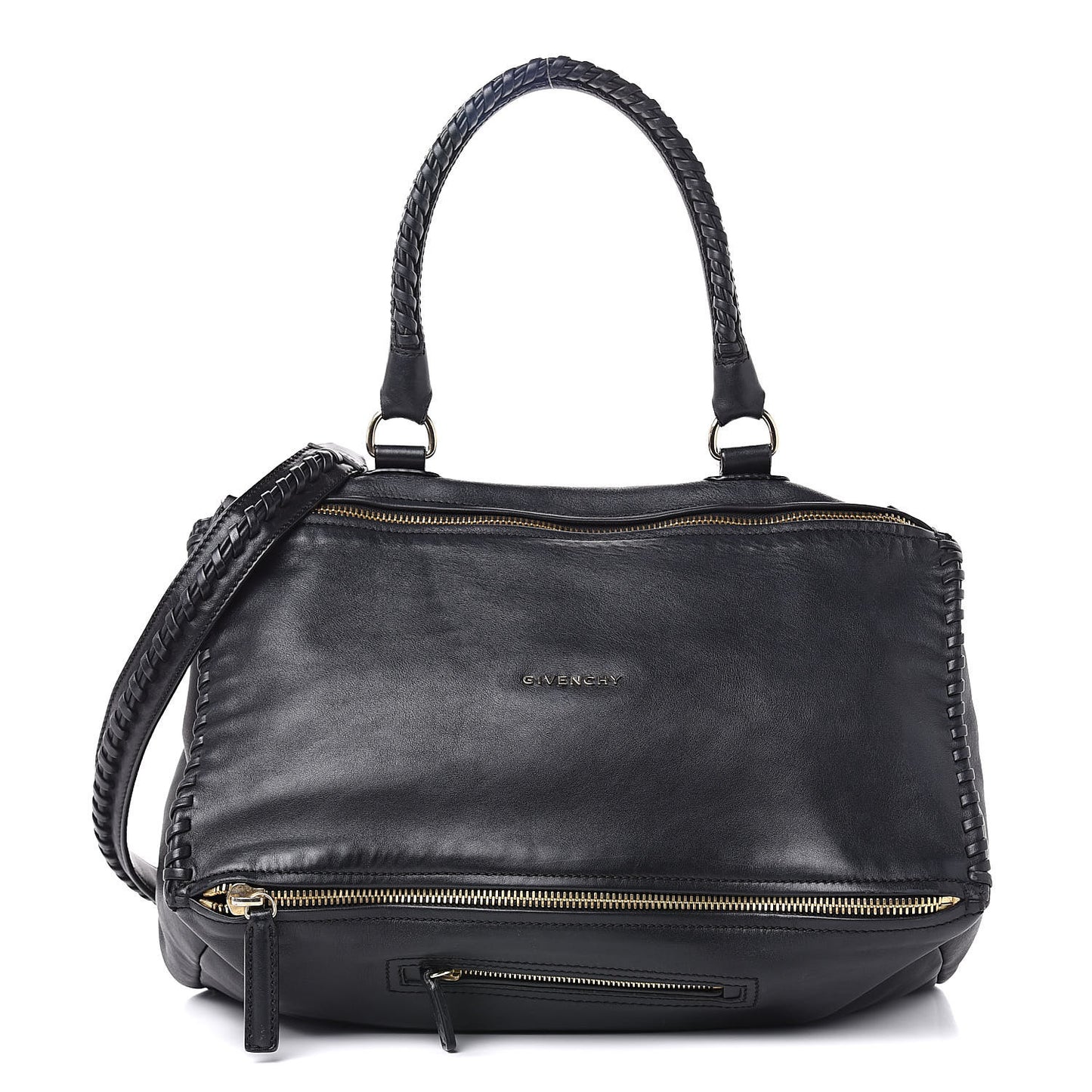 Calfskin Whipstitch Large Pandora Black