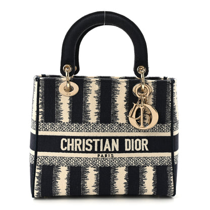 Christian Dior Canvas Medium D-Stripes Lady D-Lite Blue 1 of 9