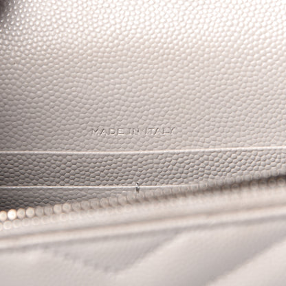 Saint Laurent Grain De Poudre Matelasse Chevron Monogram Envelope Chain Wallet Fog 7 of 14