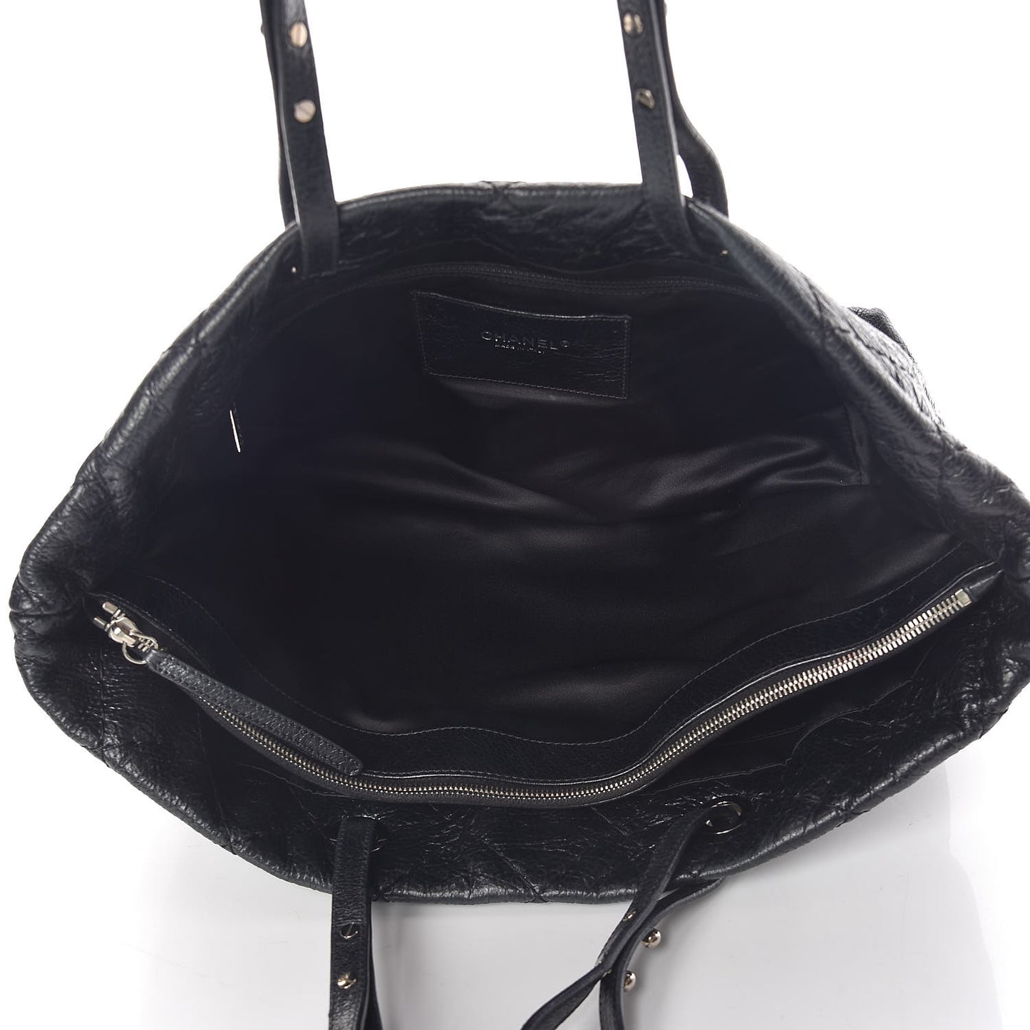 Glazed Calfskin Large On The Road Tote Black